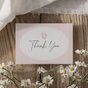 Vintage Pink Footprint Baby Shower Thank You Card