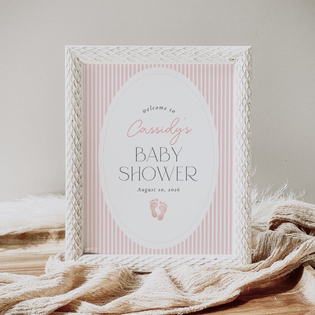 Vintage Pink Footprints Baby Shower Welcome Sign (Creator Uploaded)