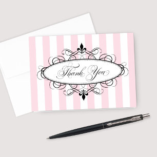 Vintage Pink French Fleur de Lis Thank You Card