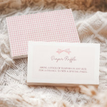 Vintage Pink Gingham Baby Shower Diaper Raffle