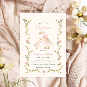Vintage Pink Girl Baby Shower Invitation