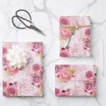 Vintage Pink Gold Floral Damask Pattern Wrapping Paper Sheet<br><div class="desc">This elegant,  feminine design features a pattern of vintage pink and gold floral bouquets on a background of distressed vintage pink damask. A beautiful gift wrap for weddings,  bridal showers,  birthdays,  baby showers or other special occasions.</div>