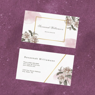 Vintage Pink Gold Roses Customisable Business Card