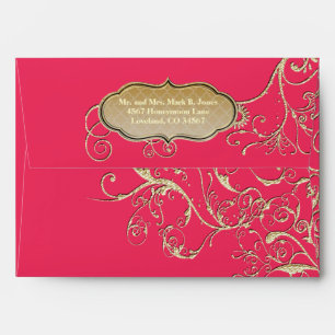 Vintage Pink Gold Swirl Wedding Envelopes