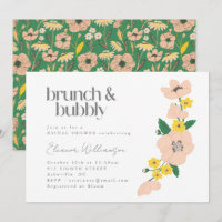 Vintage Pink Green Floral Brunch Bubbly Shower