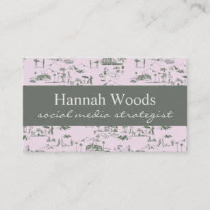 Vintage Pink Green Hollywood Hills Toile Business Card
