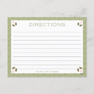 Vintage Pink & Green Pattern Recipe Cards