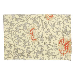Vintage Pink Grey Artwork Botanical Floral Pillowcase