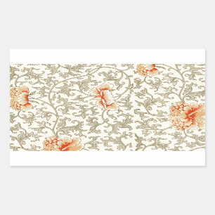 Vintage Pink Grey Artwork Botanical Floral Rectangular Sticker