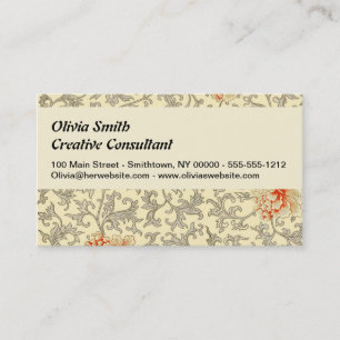 Vintage Pink Grey Botanical Floral Business Card