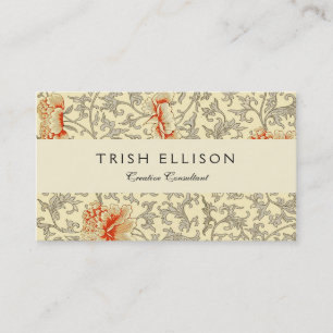Vintage Pink Grey Botanical Floral Business Card