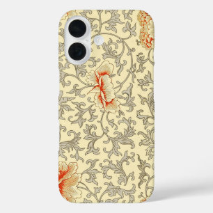 Vintage Pink Grey Botanical Floral iPhone 16 Case