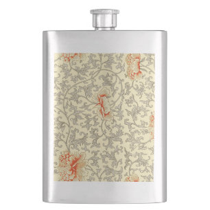 Vintage Pink Grey Botanical Floral Hip Flask