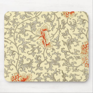 Vintage Pink Grey Botanical Floral Mouse Pad