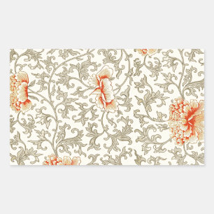 Vintage Pink Grey Botanical Floral Rectangular Sticker