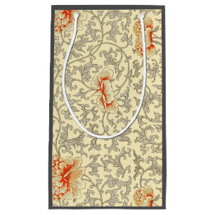 Vintage Pink Grey Botanical Floral Small Gift Bag