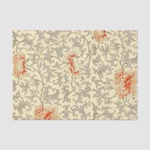 Vintage Pink Grey Botanical Floral Tissue Paper