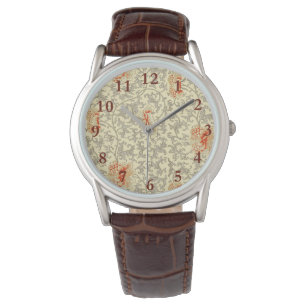 Vintage Pink Grey Botanical Floral Watch