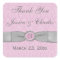 Vintage Pink, Grey Damask Wedding Favour Sticker