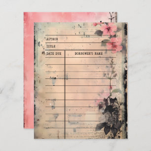 Vintage Pink Grunge Library Card Journal Paper