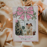 Vintage Pink Hand Drawn Christmas Family Photo Holiday Card<br><div class="desc">Send sweet and stylish holiday wishes with this vintage-inspired pink Christmas card. Featuring a whimsical hand-drawn bow, playful doodles, and space for your favourite family photos, this design brings retro charm and festive cheer together in one adorable keepsake. Perfect for families who love a touch of pink and a lot...</div>