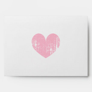 Vintage pink heart wedding envelopes