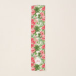 Vintage Pink Hibiscus Flower Monogram Long Scarf 2<br><div class="desc">Beautiful and vintage floral pattern of pink Hibiscus on light background (model n°2). Sophisticated and feminine Long Oblong Rectangle Chiffon Scarf (10" x 45") with monogram into white round shape. You can easily change text (font, colour, size and position) and position of the design by clicking the customise button. Matching...</div>