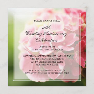 Vintage Pink Hydrangea 50th Wedding Anniversary Invitation