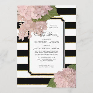 Vintage Pink Hydrangea Classy Modern Bridal Shower Invitation