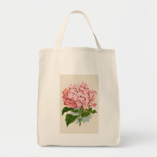 Vintage Pink Hydrangea Tote Bag (Front)