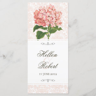 Vintage Pink Hydrangea Wedding Ceremony Program Programme
