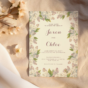 Vintage pink ivory elegant floral Wedding Invitation