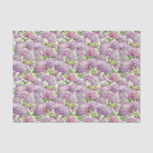 Vintage Pink Lavender Hydrangea Floral Pattern Tissue Paper