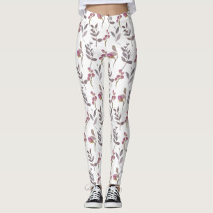 VINTAGE PINK LEAVES LEGGINGS