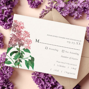 Vintage Pink Lilac Wedding RSVP Enclosure Card