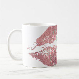 Vintage pink lip imprint, rose gold. coffee mug