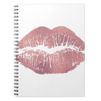 Vintage pink lip imprint, rose gold. notebook