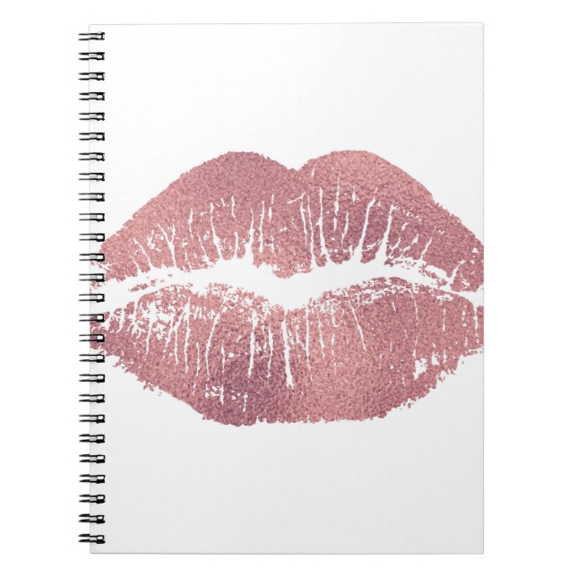 Vintage pink lip imprint, rose gold. notebook (Front)