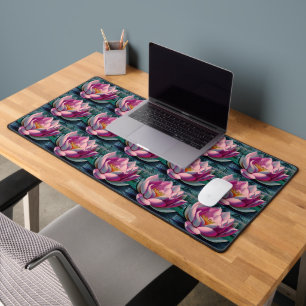 Vintage Pink Lotus Desk Mat