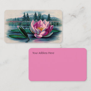 Vintage Pink Lotus Flower Business Card