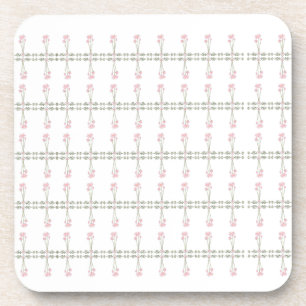 Vintage Pink Lotus Vine Floral Border Seamless Coaster
