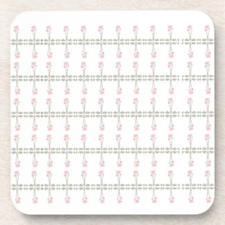 Vintage Pink Lotus Vine Floral Border Seamless Coaster