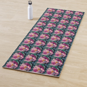 Vintage Pink Lotus Yoga Mat
