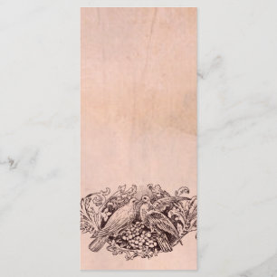 Vintage Pink Lovebirds Parchment Wedding Program Programme