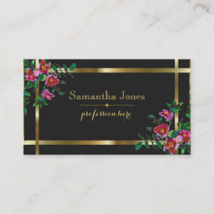 Vintage pink magenta watercolor roses  business card