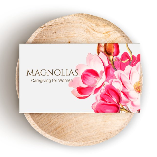 Vintage Pink Magnolias Floral Business Card (Creator Uploaded)
