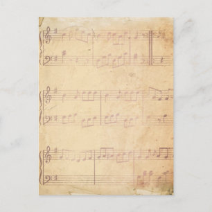 Vintage Pink Music Sheet Postcard