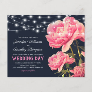 Vintage Pink & Navy Budget Wedding Invitations
