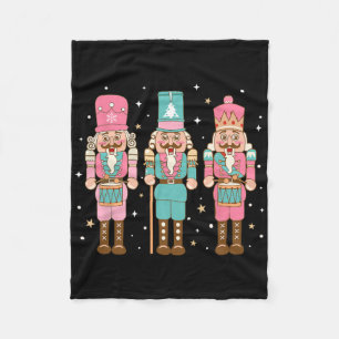 Vintage Pink Nutcracker Squad Pink Christmas Women Fleece Blanket