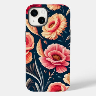 Vintage Pink, Orange, and Red Flower Pattern Case-Mate iPhone 14 Case